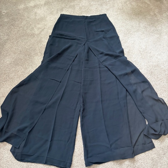 Cache Pants - Women's Black Wide-Leg Split Palazzo Pants